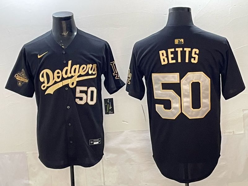 Men Nike 2026 Los Angeles Dodgers #50 Betts black Gold Game MLB Jersey 1213->youth mlb jersey->Youth Jersey